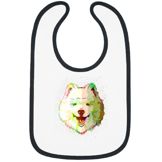 Dog Samoyed Colorful Paint Splash Pet Head of Samoyed Dog Bibs
