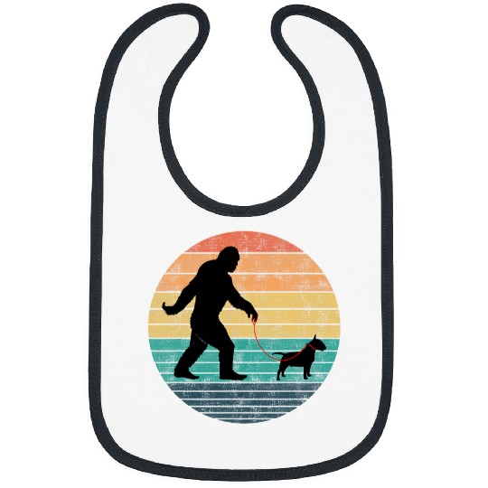Funny Retro Art vintages bigfoots Walking Bull Terrier Dog Bibs