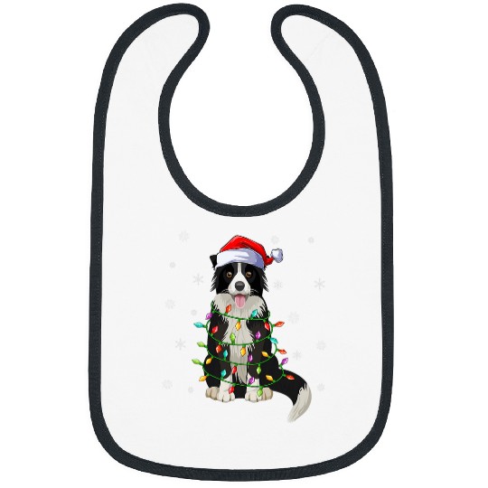 Funny xmass Lighting Santa Hat Border Collie Dog Christmas Bibs