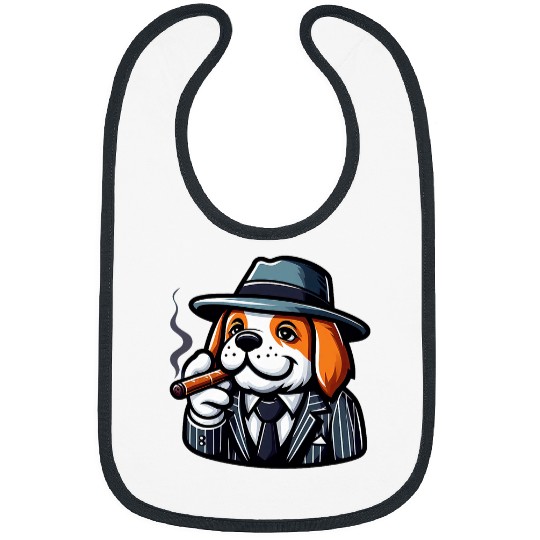 Saint Bernard Gangster Funny Dog Mobster Bibs