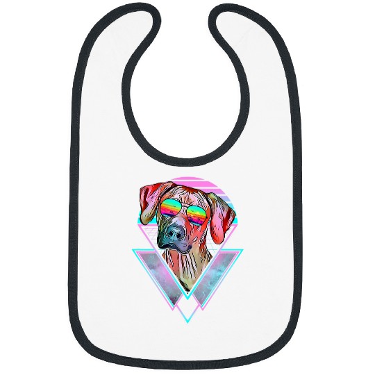 Rhodesian Ridgeback Dog vintages Retro Vaporwave Beach Vibe Bibs