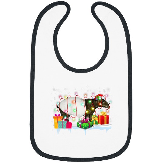 xmass Tapir Christmas Lights Funny Wild Animal Design Bibs