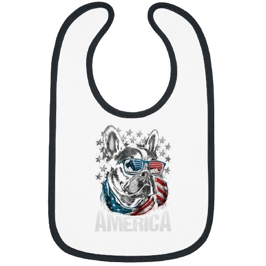 Patriotic Frenchie Dog America 4th of July French Bulldog Bibs
