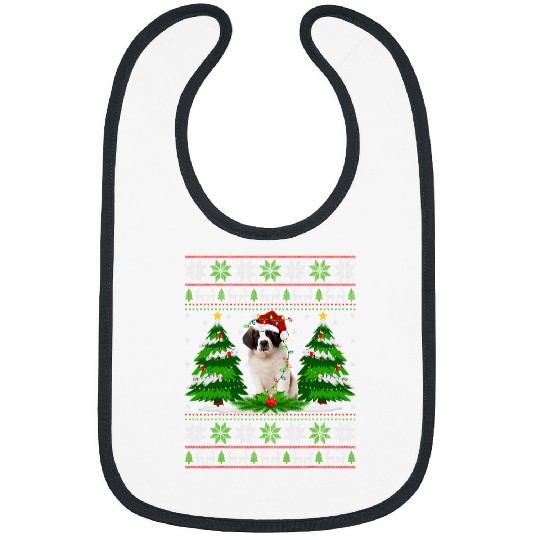 Saint Bernard Dog Lights xmass Ugly Sweater Christmas Bibs