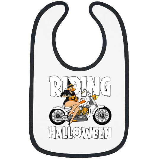 Riding Halloween Costume Cool Motorcycle Witch Pumpkin Bibs