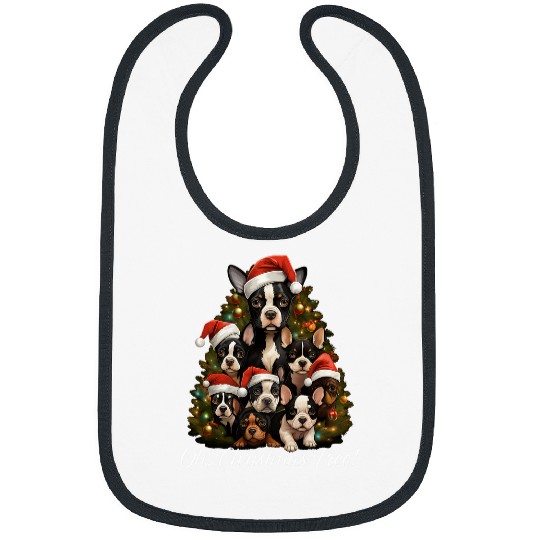 Oh Christmas Tree Dogmas Boston Terrier Cute Puppy xmass Tree Bibs