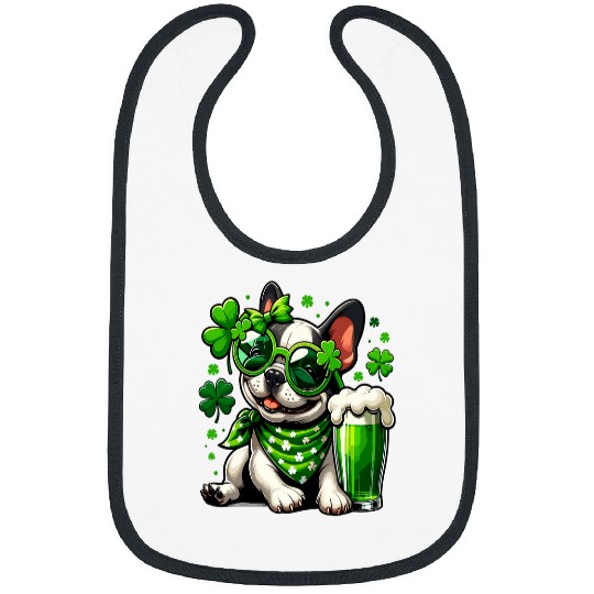 Funny French Bulldog St  Patricks Bibs