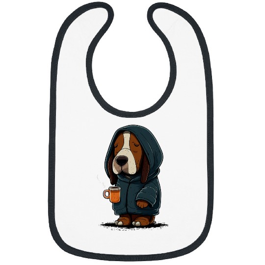 Grumpy Coffee Lover Dog on Coffee Basset Hound Bibs