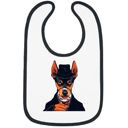 Miniature Pinscher Detective Funny Dog Mystery 1 Bibs