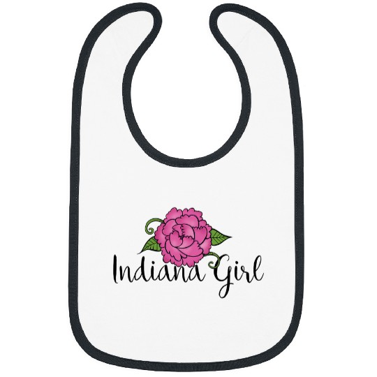indianas Girl pink peony art indianas pride designs Bibs