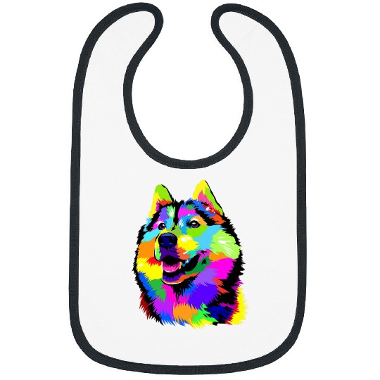 Pop Art Siberian Husky Dog Lover Sled Dog Mushing Husky Mom Bibs