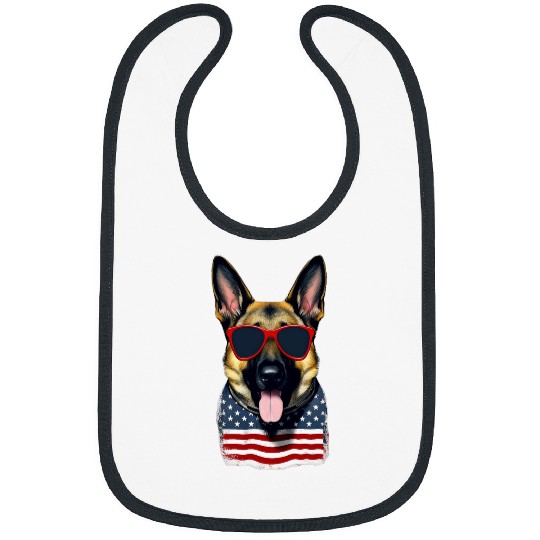 German Shepherd American Flag Sunglasses vintages July 4th Bibs