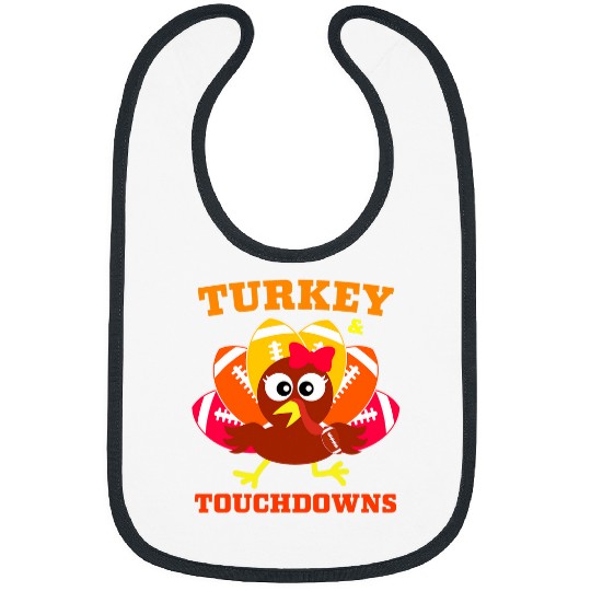 Womens Cute Thanksgiving Football Turkey And Touchdown Bibs