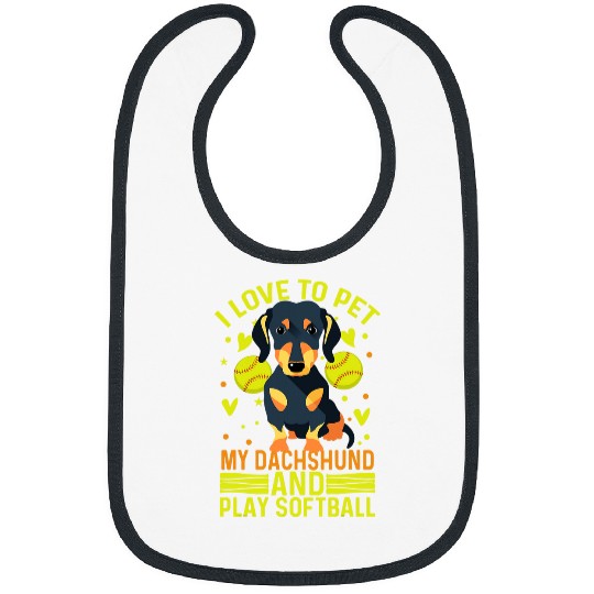 Softball Player And Dachshund Dog Owner Bibs