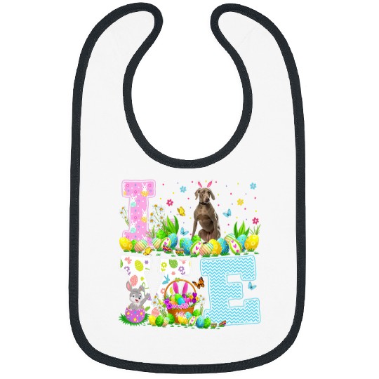 Weimaraner Dog Easter Egg Hunt Funny Love Weimaraner Easter Bibs