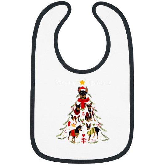 Miniature Pinscher Christmas Tree xmass Dog Lover Bibs