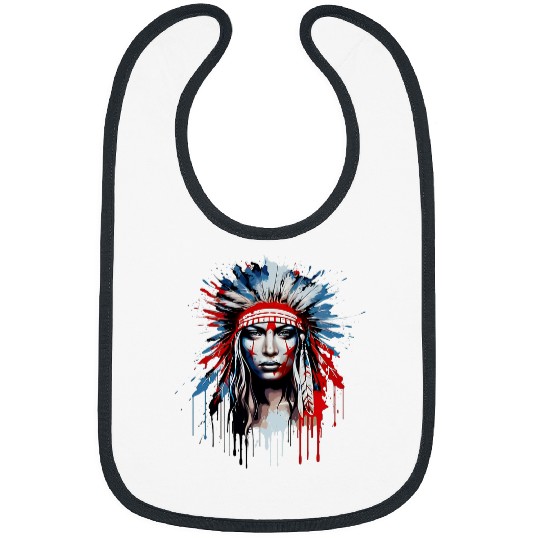 Native American day USA flag indinenous woman Bibs