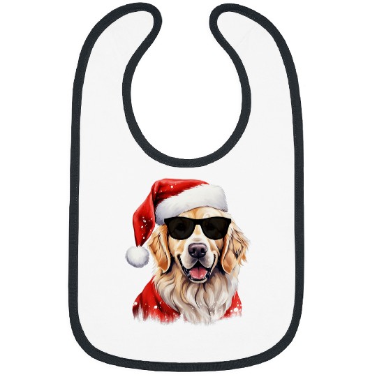 Retriever Pup Watercolor Winter Golden Retriever Christmas Bibs