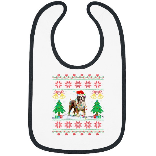 Saint Bernard Santa Hat Christmas Lights Dog Lover Ugly Xmas Bibs