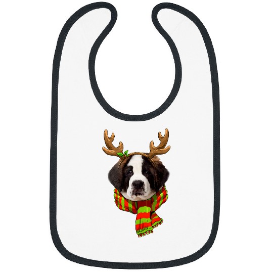 Saint Bernard Dog Christmas Reindeer Christmas Lights Pajama Bibs