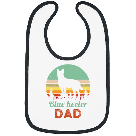 Retro Blue Heeler Dad Australian Cattle Dog Father Pet Owner Bibs