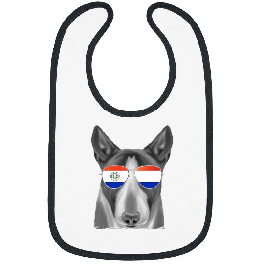 Miniature Bull Terrier Dog Paraguay Flag Sunglasses Bibs