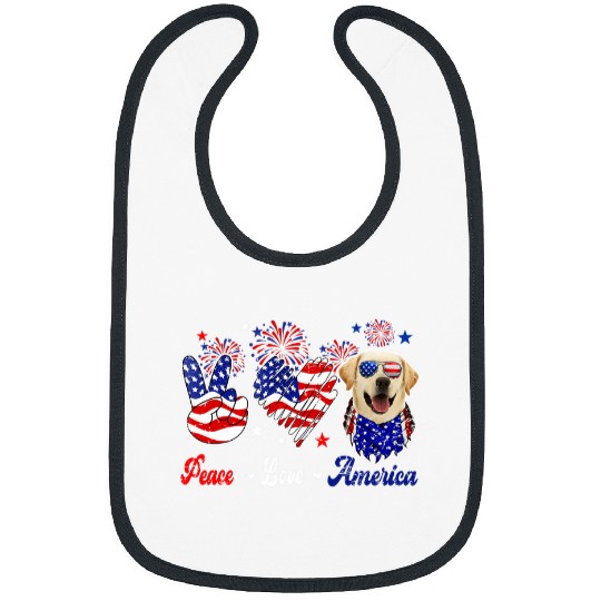 Peace Love America Cute Labrador Retriever Sunglasses Bibs