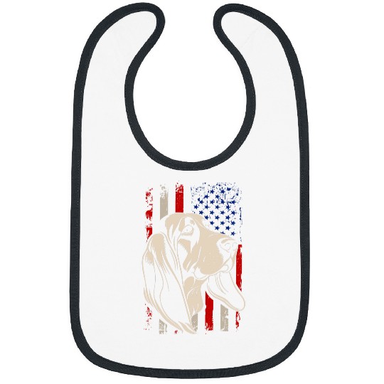Graphic Art Dog American Flag Portrait Basset Hound Cute Pet Bibs
