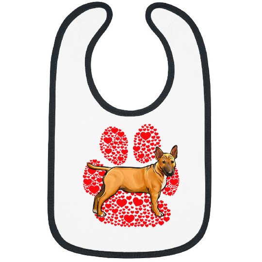 Miniature Bull Terrier Valentines Day Dog Love Paw Bibs