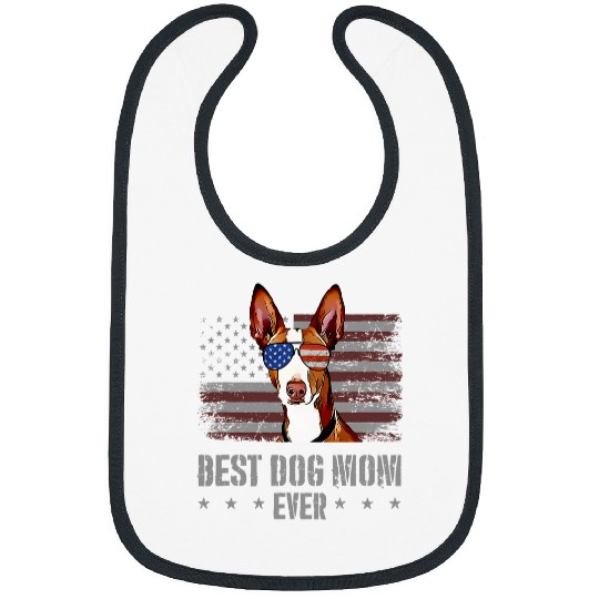 Ibizan Hound bests Dog Mom Ever Retro USA American Flag Bibs