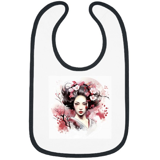 Japanese Elegance Geishas Blossom Vector Bibs
