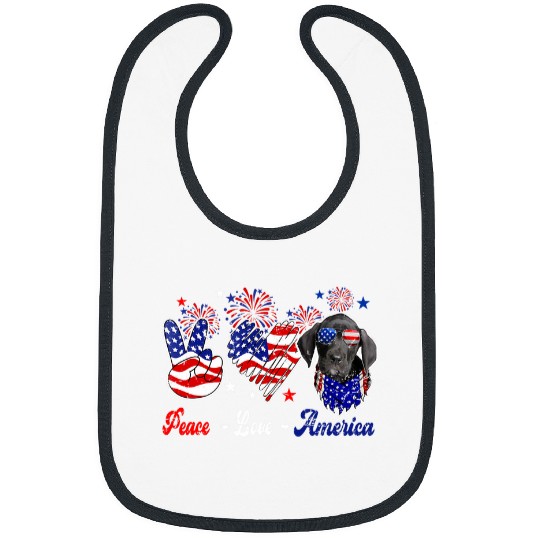 Peace Love America Cute Great Dane Sunglasses American Flag Bibs