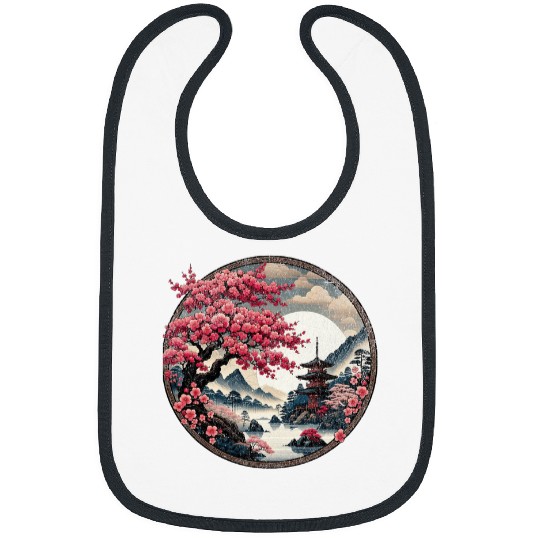 Japanese Sakura Garden Geisha Mount Fuji Cherry Blossom 24 Bibs