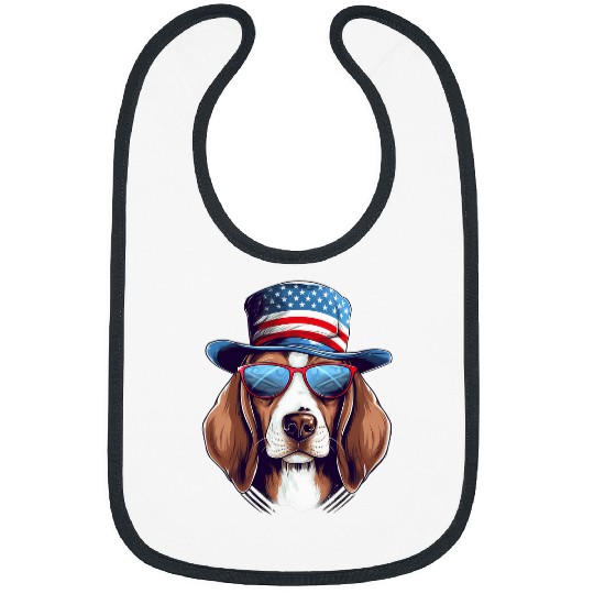 Patriotic Beagle Dog Fourth of July 4th America Flag Bibs