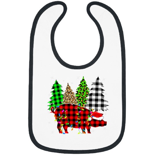 xmass Pig Animals Christmas buffalo plaids Leopard Bibs