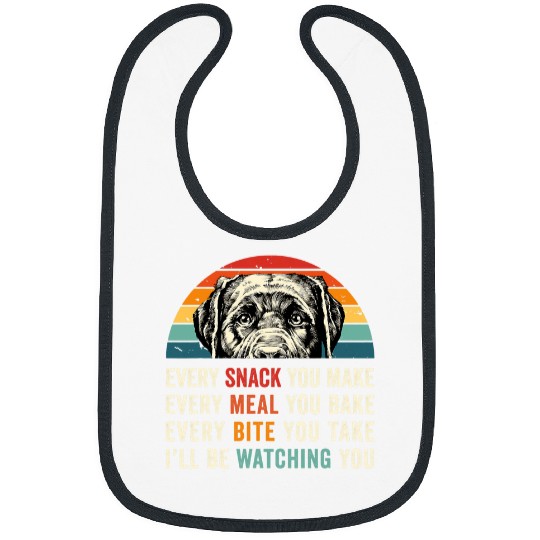 Retro Every snack you make Every meal you bake Black Lab Dog Bibs