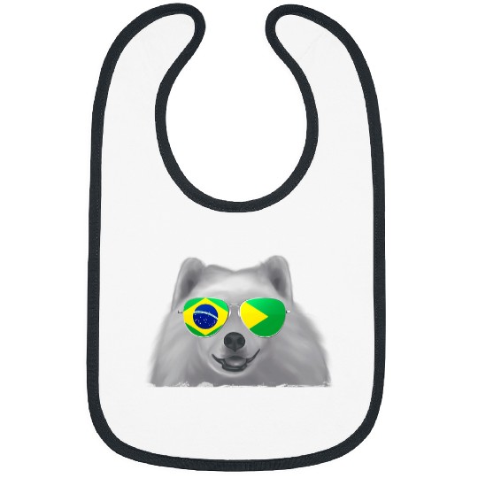 Samoyed Dog Brazil Flag Sunglasses Bibs