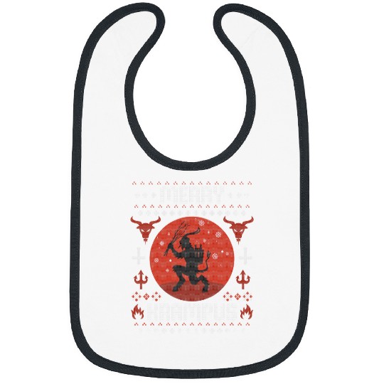 Merry Krampus Christmas Horror Ugly xmass Sweater Evil Demon Bibs