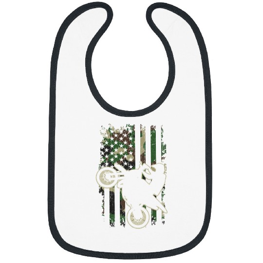 Motocross vintages USA flag motorcycle CAMOUFLAGE gifts Bibs