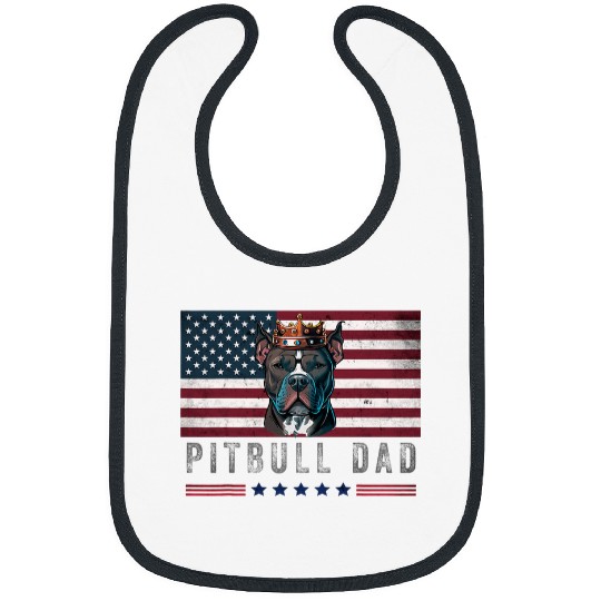 Pitbull Dad American Flag Patriotic 4th Of July pit bull Bibs