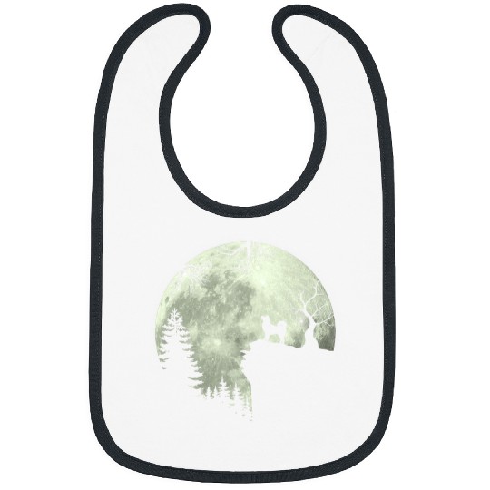 Dog Shiba Inu and Moon Howl In Forest Dog Halloween Party Bibs