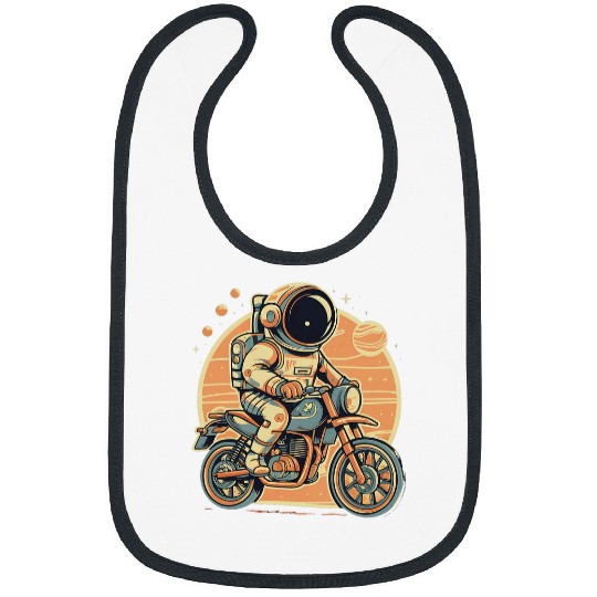 Space Astronaut Riding vintages Motorcycle On Planet Mars Bibs