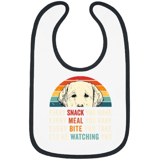 Retro Every snack you make Every meal you bake Yellow Lab Bibs