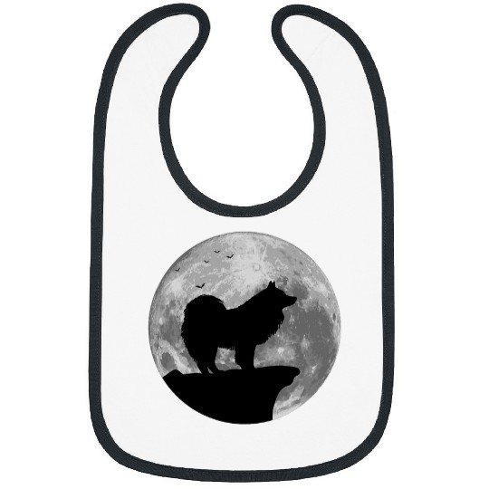 Samoyed Silhouette In The Moon Halloween Costume Bibs