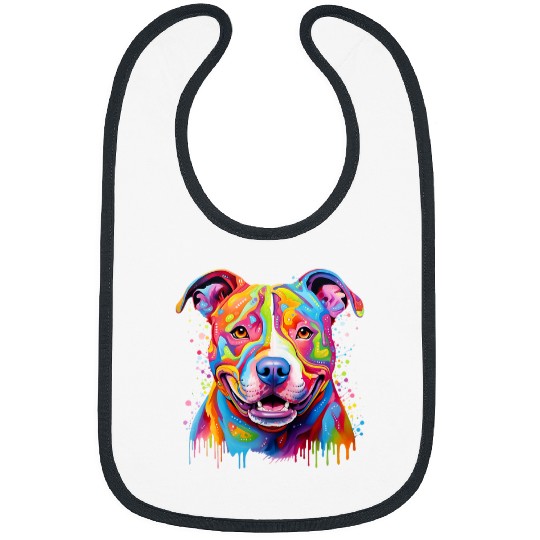 Pitbull Colorful Dog for Womens Girls Men Boys Dog Lovers Bibs