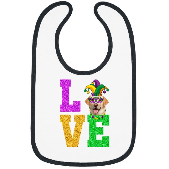 Funny Labrador Lab Dog I Love Mardi Gras Labrador Dog Puppy Lover Bibs