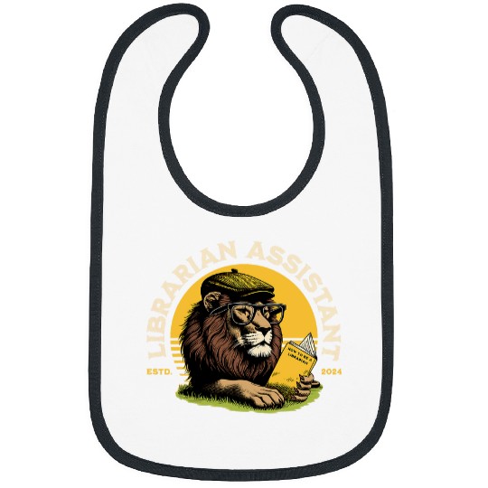Librarian Assistant Cute Reading Glasses Geek Lion Bibs