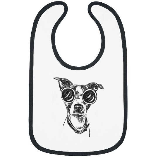 Discover Dog Wearing Sunglasses Line Art Illustration Jack Russel Bibs