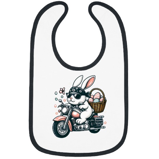 Motorcycle Bunny Easter Biker Eggs Bibs