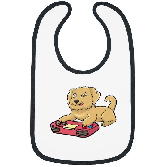 Dog Goldendoodle Gamer Gaming Gamepad Dog Lover Kawaii Gift T-Shirt Bibs